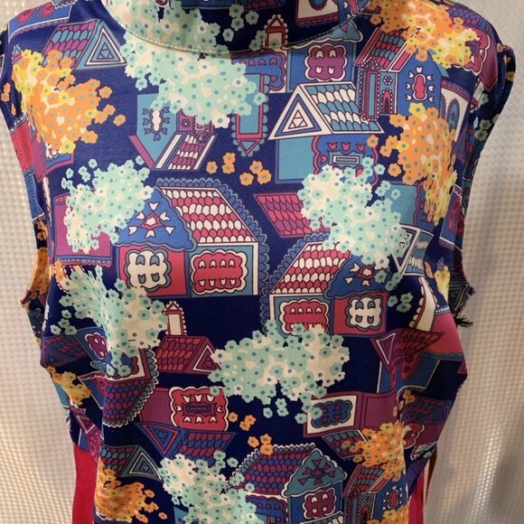 NWT 1X 16 Smak Parlour Fuchsia & Fancy Houses & Flowers Mini Dress - Picture 7 of 12